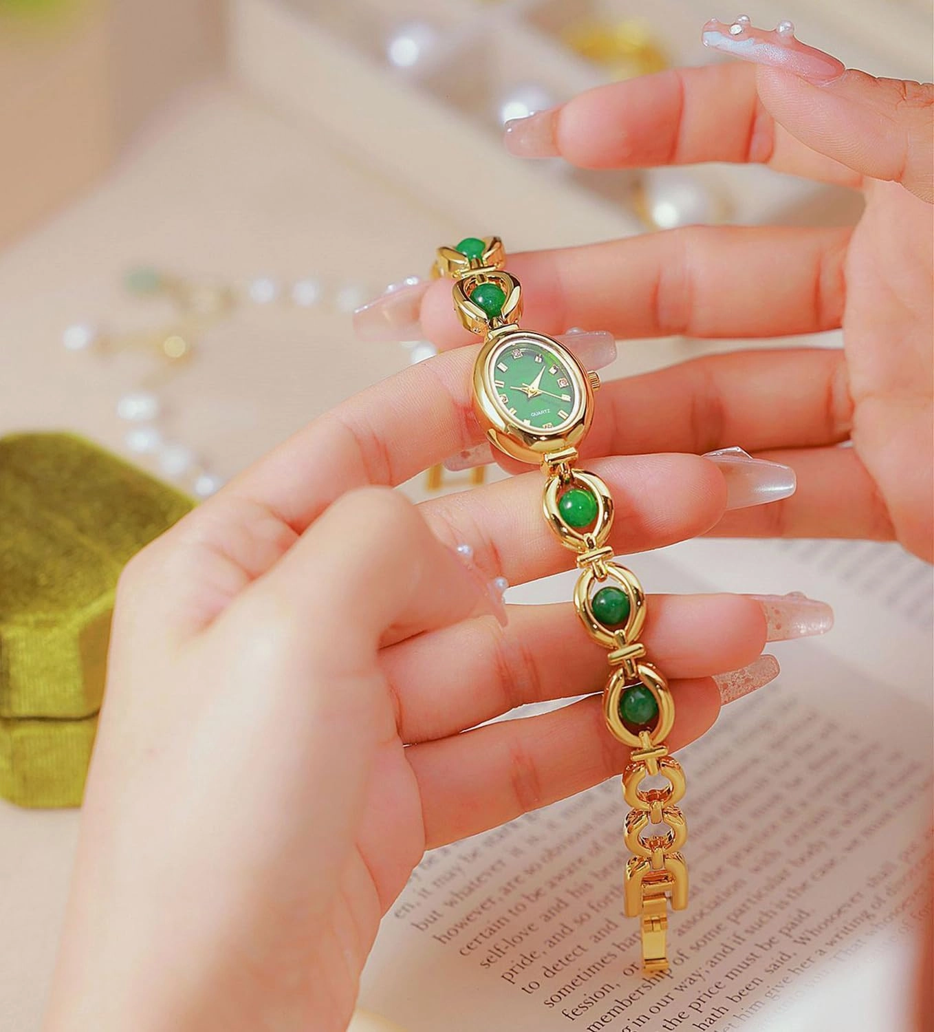 ADSBIAOYE Elegant Pearl Women's Dress Watch Fashion Oval dial Gift Women's Waterproof Watch