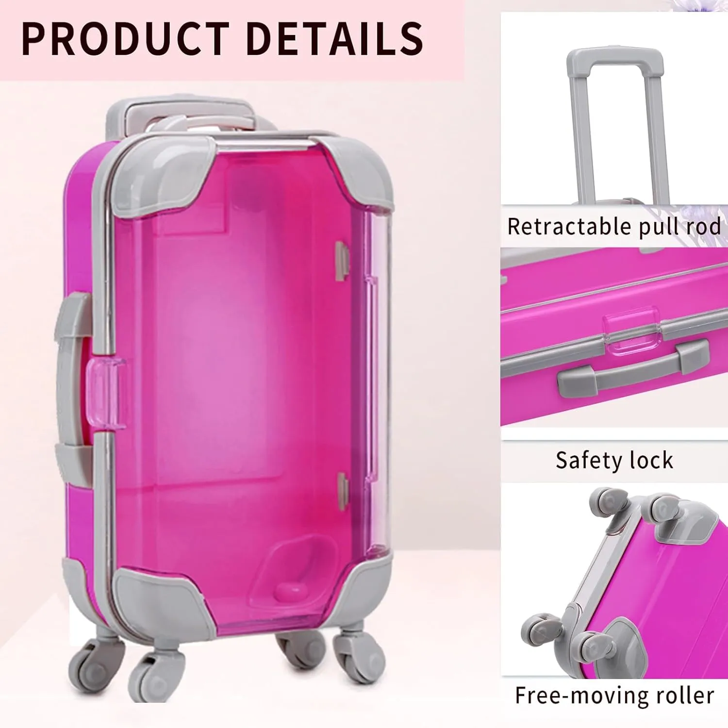 AIOMOB 10 Pack Mini Suitcase Party Favor Gift Box Plastic False Eyelashes Packaging Luggage Box for Travel Wedding Bachelorette Party Bridesmaid Bridal Shower Favors Decorations (Hot Pink)