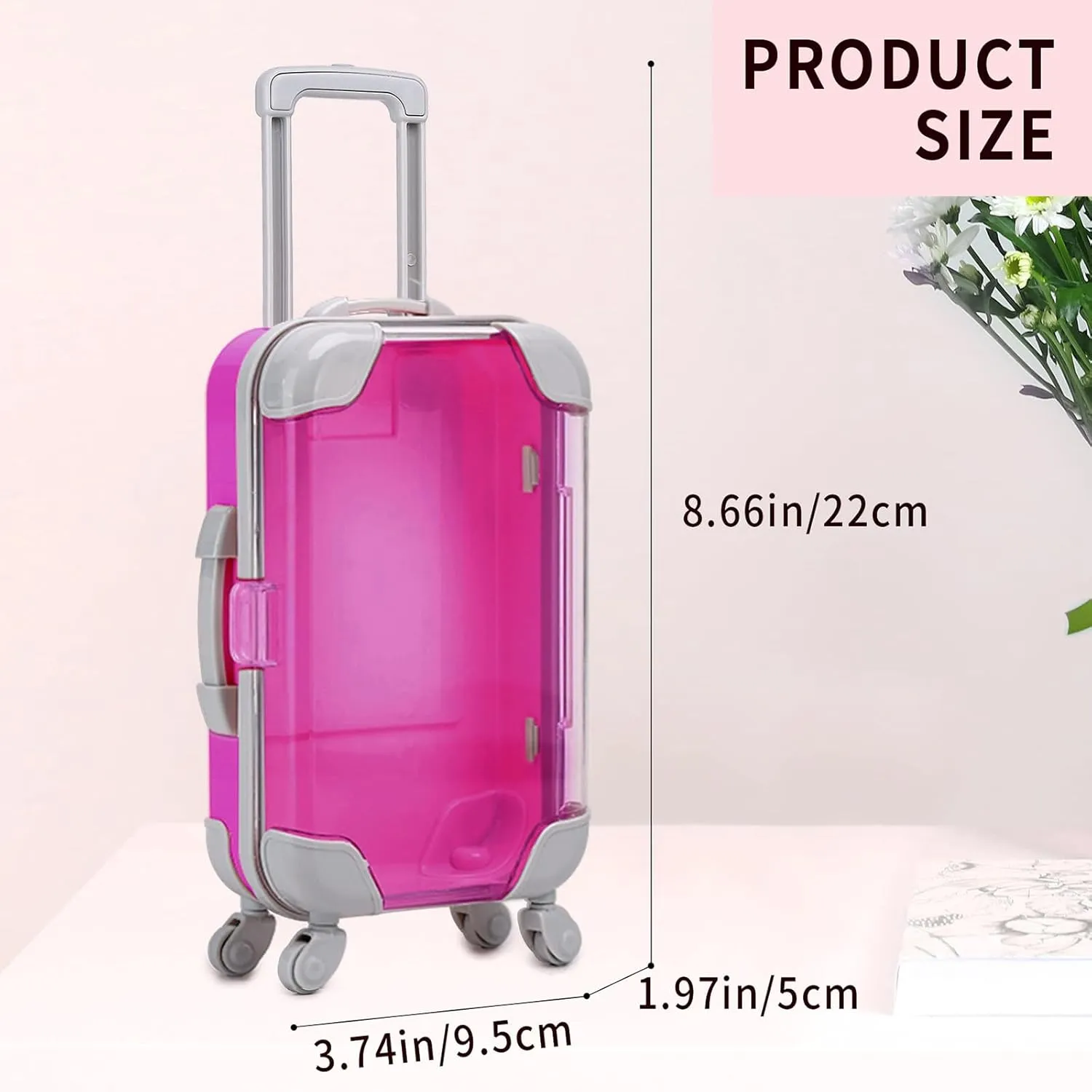 AIOMOB 10 Pack Mini Suitcase Party Favor Gift Box Plastic False Eyelashes Packaging Luggage Box for Travel Wedding Bachelorette Party Bridesmaid Bridal Shower Favors Decorations (Hot Pink)