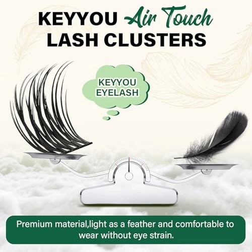 Air Touch Cluster Lashes 144pcs Individual D Curl 10mm Super Lightweight Soft Wispy Comfortable Easy DIY at Home(Air03-D-16mm)