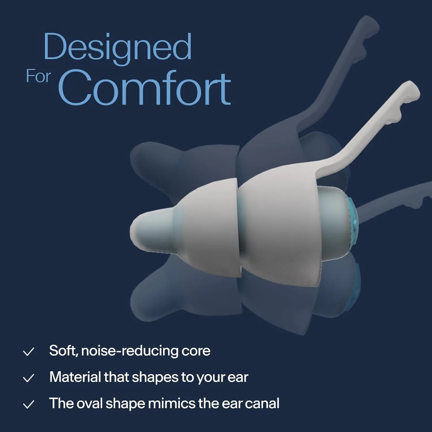 Alpine SleepDeep - Soft Ear Plugs for Sleeping and Concentration - New 3D Oval Shape and Noise Reducing Gel for Better Attenuation - 27 dB - Ideal for Side Sleeper - 1-Pair Reusable: M/L White