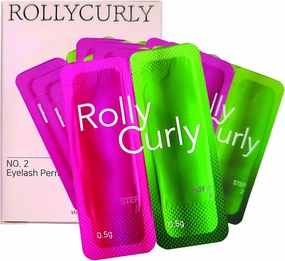Amber Lash Eyelash Lifting and Eyebrow Lamination Solutions Step 1 and 2 by Rolly Curly, Professional Lash Perm and Brow Lift, 10 Individual Packets Each