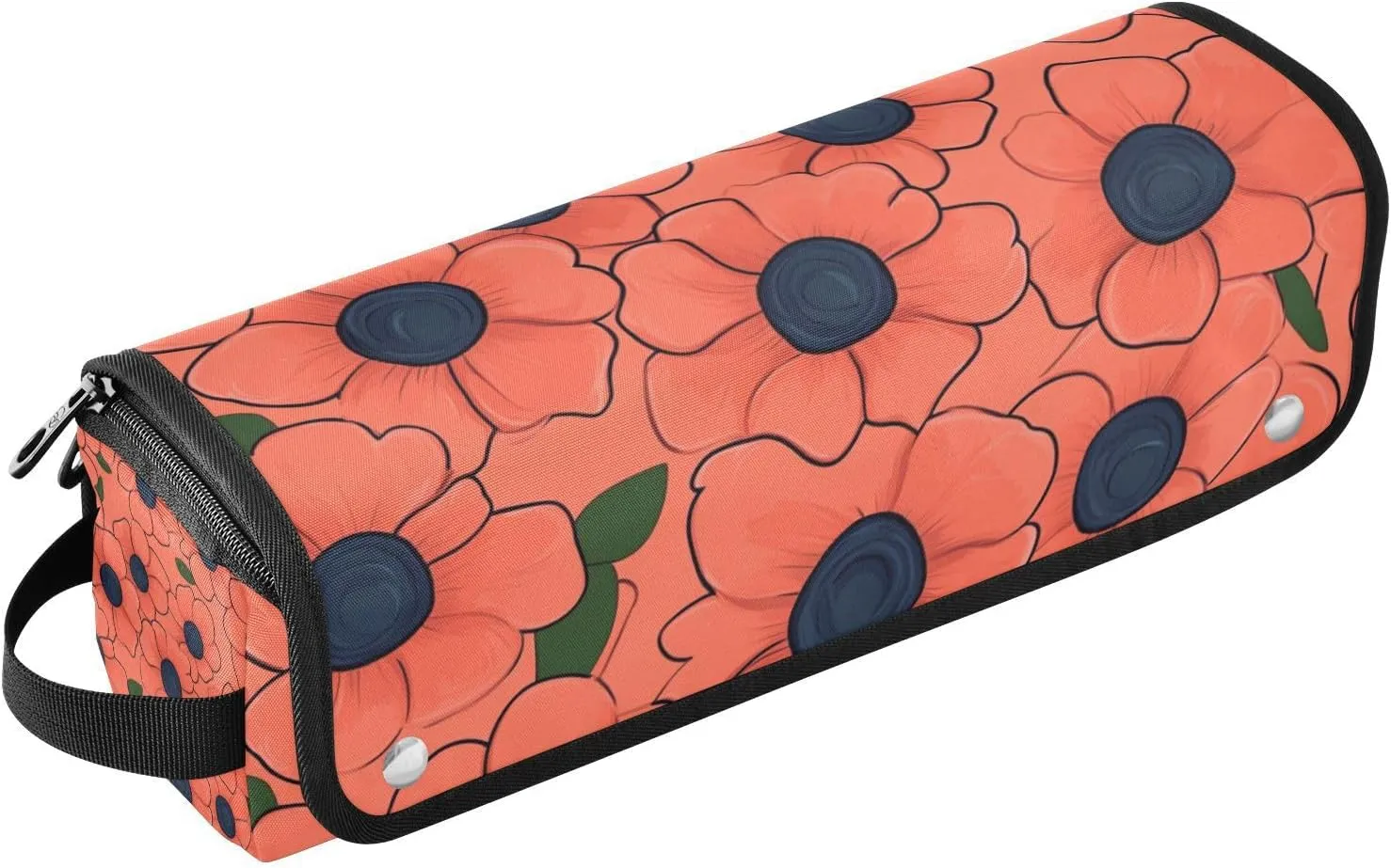Anemone Flower Vintage Cartoon Hair Tool Travel Bag with Removable Heat Resistant Mat Waterproof Flat Curling Irong Travel Organizer for Flat Irons, Straighteners, Curling Irons