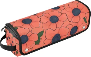 Anemone Flower Vintage Cartoon Hair Tool Travel Bag with Removable Heat Resistant Mat Waterproof Flat Curling Irong Travel Organizer for Flat Irons, Straighteners, Curling Irons