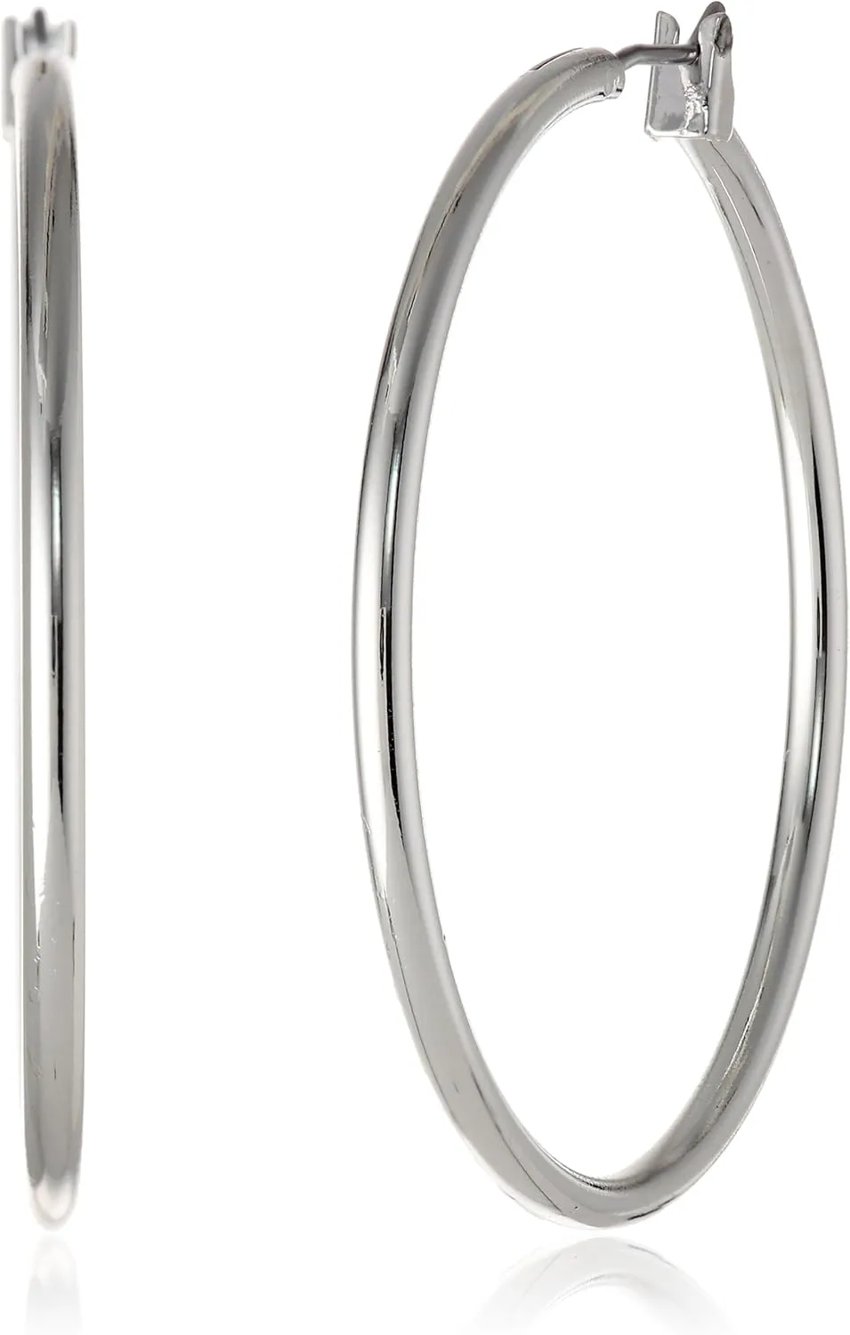 Anne Klein Classics Silvertone Large Oval Hoop Earrings