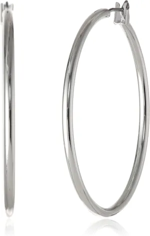 Anne Klein Classics Silvertone Large Oval Hoop Earrings