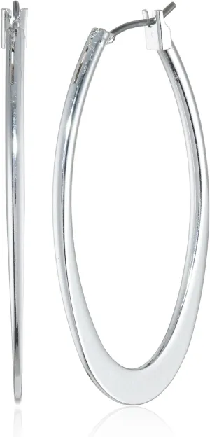 Anne Klein Classics Silvertone Large Oval Hoop Earrings