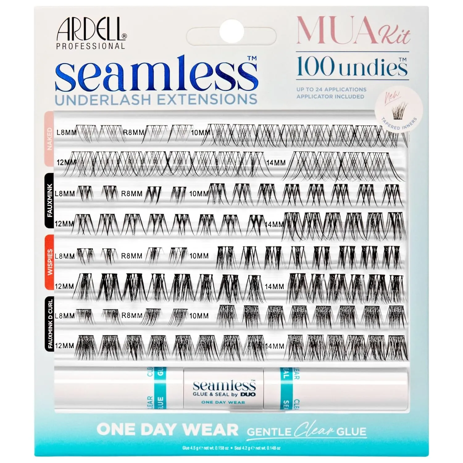 Ardell Seamless Underlash Extensions MUA Kit - Individual Lashes for Natural Under-Eye Look, Eyelash Extensions Kit with Clear Lash Glue