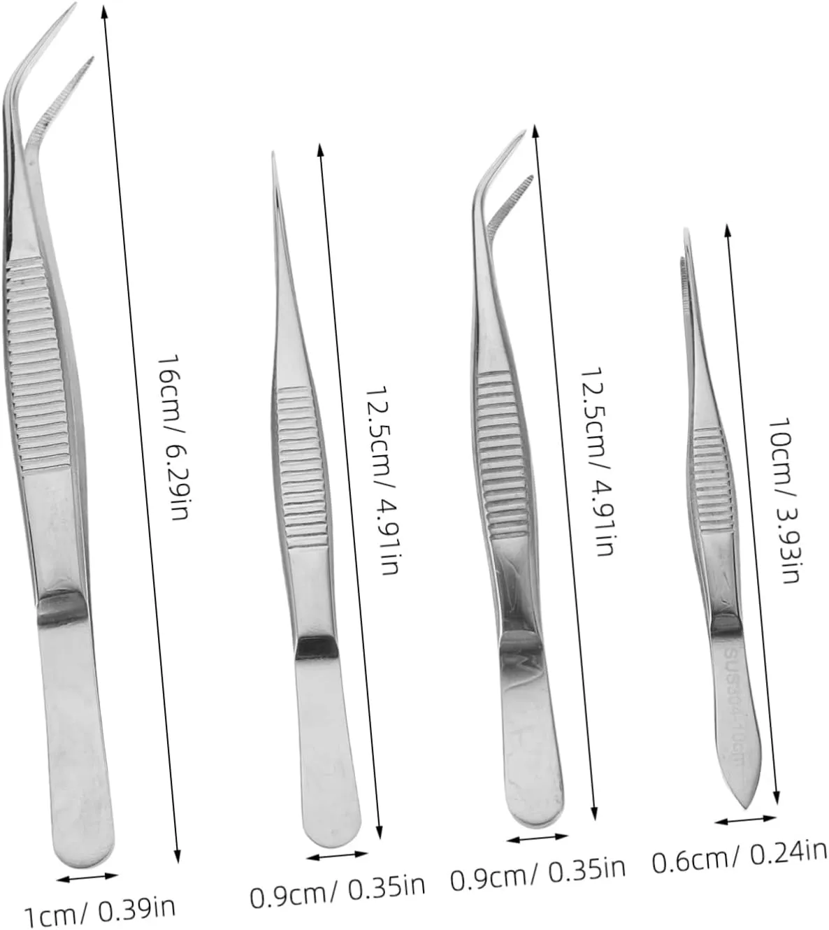 ARTIBETTER Multi-use Tweezers Set Precision Tweezers for Sewing Jewelry Soldering Diy Curved Tips Stainless Steel