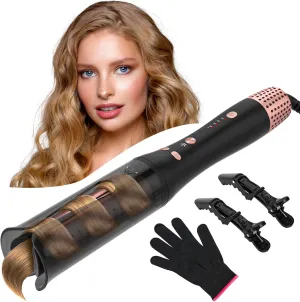 Automatic Curling Iron, Meidiero Auto Hair Curlers with 1" Hair Curler Large Barrel Cool Air Anti-Tangle Rotating Curling Wand Iron for Hair Styling Dual Voltage with Auto Shut-Off 4 Tempe Settings