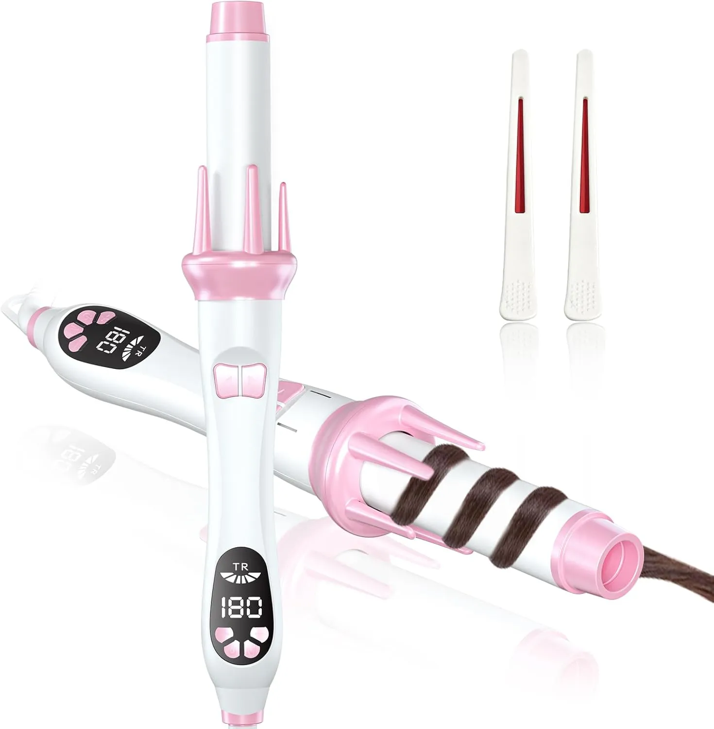 Automatic Curling Iron, NOVUS 1.25 Inch Rotating Curling Iron, Dual Voltage Automatic Hair Curler Multiple Temperature Settings, Adjustable Speed/Steering, Time Reminder, Auto Shut-Off Curling Wand