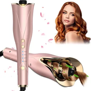 Automatic Curling Iron, Rotating Curling Iron 1 Inch with 3 Temps Up to 430°F & Timer, Ceramic Curling Wand, Auto Shut-Off, Dual Voltage Automatic Hair Curler for Hair Styling