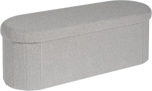 B FSOBEIIALEO Ottoman with Storage for Living Room, Sherpa Folding Storage Ottoman Foot Rest, 43.3 Inches Collapsible Bedroom Bench Grey