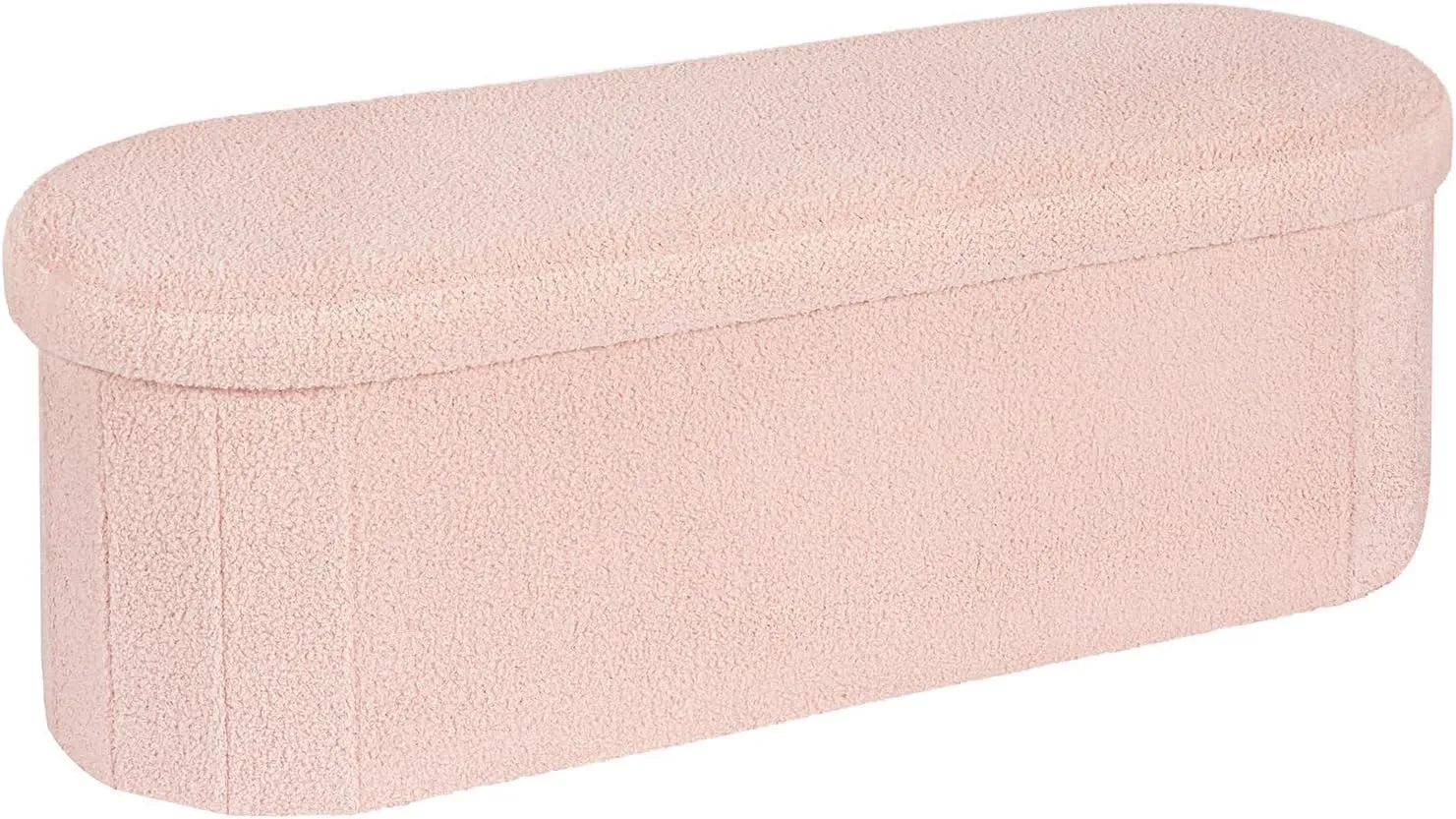 B FSOBEIIALEO Ottoman with Storage for Living Room, Sherpa Folding Storage Ottoman Foot Rest, 43.3 Inches Collapsible Bedroom Bench Pink