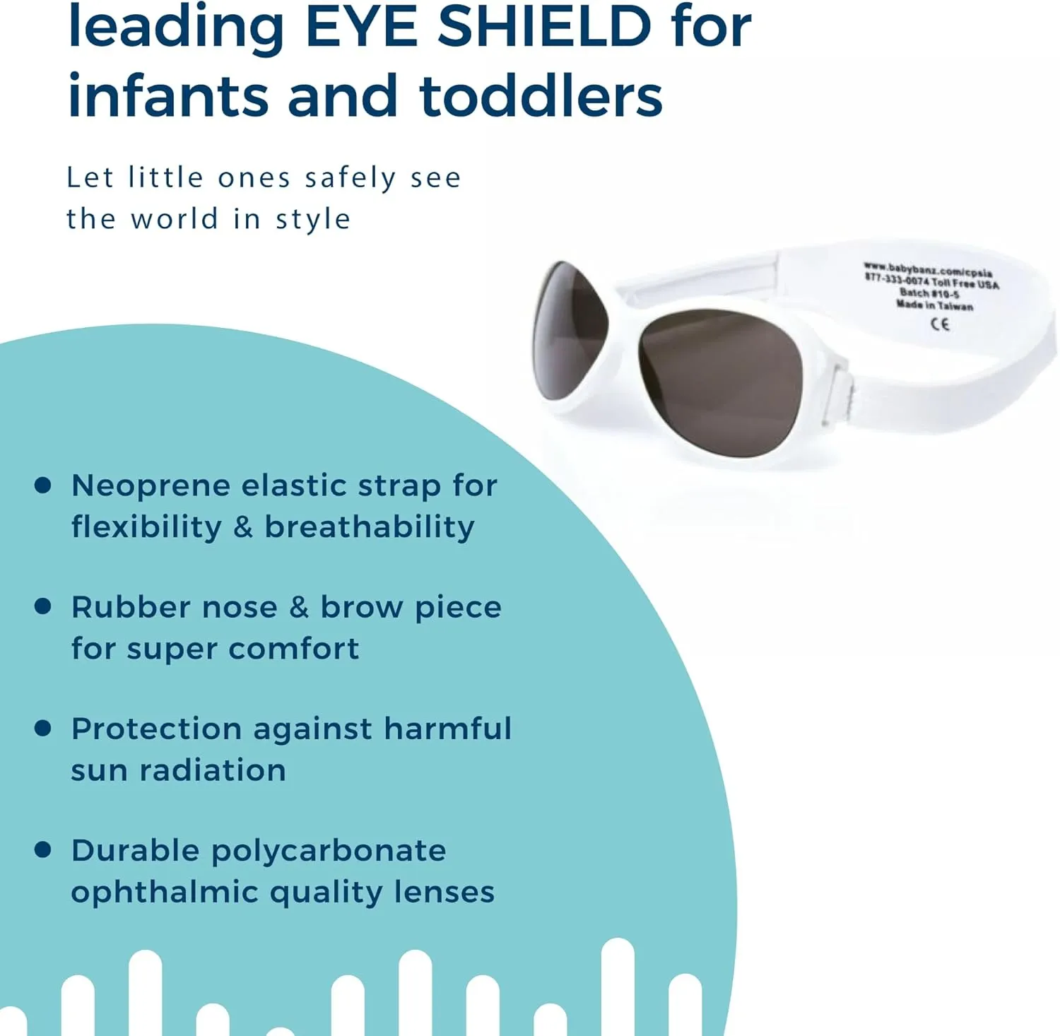 Baby Banz Retro Oval Baby Sunglasses - 0-24 Months – 100% UV Eye Protection