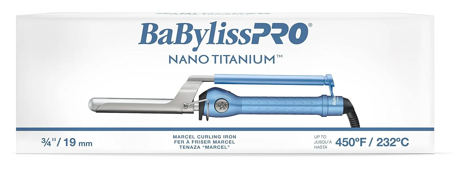 BaBylissPRO Nano Titanium Curling Iron for Loose Curls & Beach Waves, Marcel Professional Hair Curler for All Hair Types