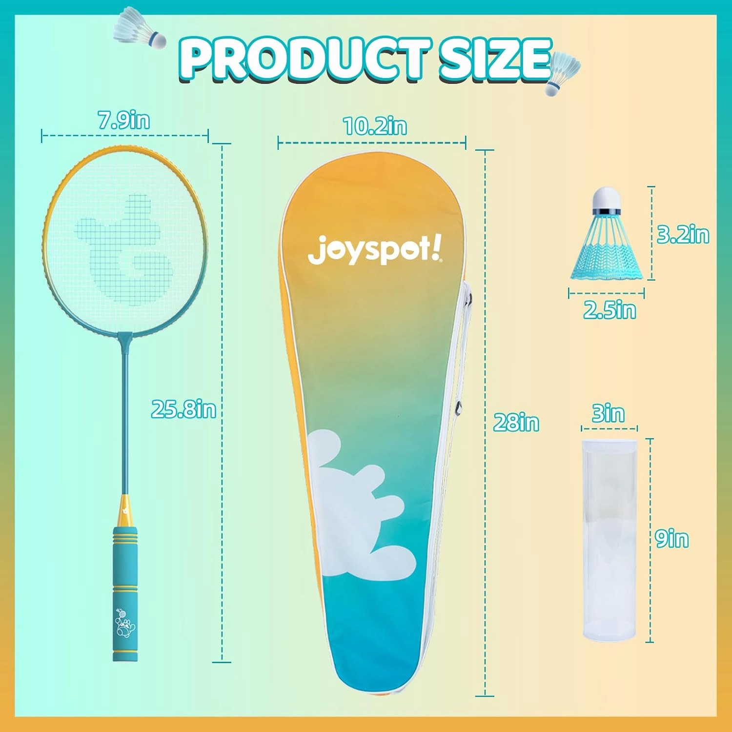 Badminton Rackets Set of 4 for Outdoor Backyard Games,Including 4 Rackets, 6 Nylon Shuttlecocks, 4 Replacement Grip Tapes and 1 Carrying Bag, Lightweight Badminton Racquets for Kids Adults Beginners