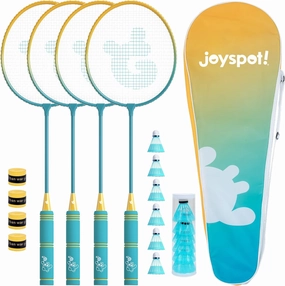 Badminton Rackets Set of 4 for Outdoor Backyard Games,Including 4 Rackets, 6 Nylon Shuttlecocks, 4 Replacement Grip Tapes and 1 Carrying Bag, Lightweight Badminton Racquets for Kids Adults Beginners