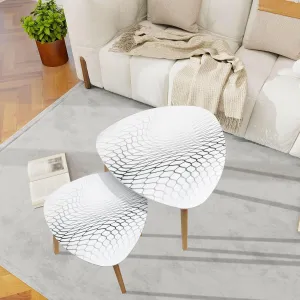 Bamboo Nesting Triangle End Table Mesh Texture for Fishing nets Seamless Pattern for Sportswear Soccer Modern Minimalist Side Coffe Tea Table Set of 2 for Living Room Bedroom Balcony