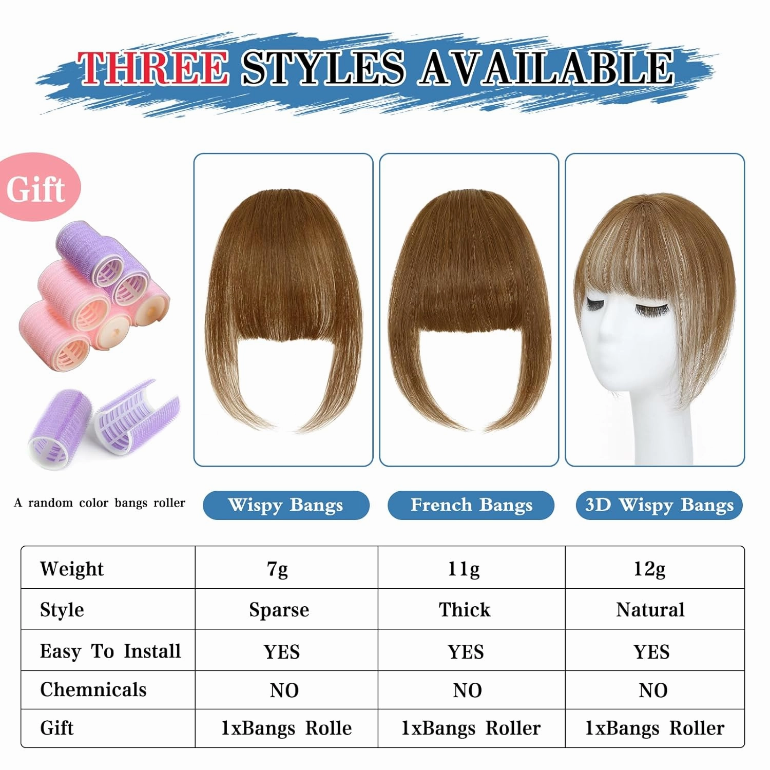Bangs Hair Clip Human Hair Light Brown French Bangs for Women Fringe with Temples Hairpieces Clip on Bangs for Daily Wear (Light Brown, French Bangs)