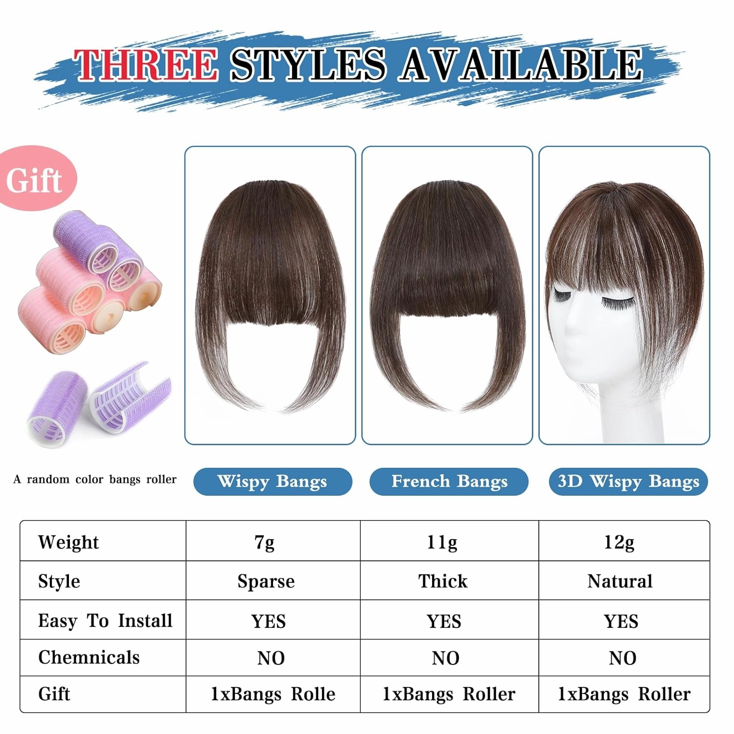 Bangs Hair Clip Human Hair Medium Brown French Bangs for Women Fringe with Temples Hairpieces Clip on Bangs for Daily Wear (Medium Brown, French Bangs)