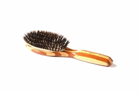 Bass Brushes | Shine & Condition Hair Brush | Natural Bristle FIRM | Pure Bamboo Handle | Small Oval | Striped Finish | Model 898 - SB