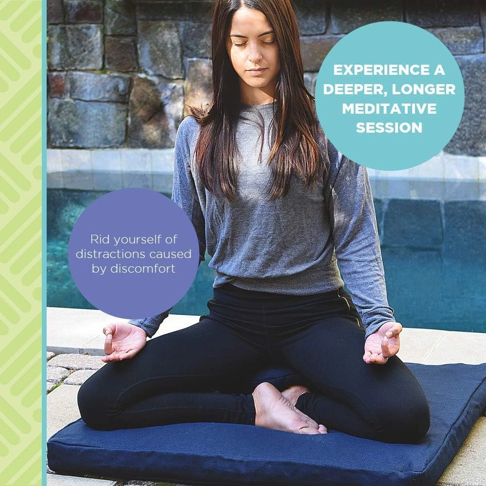 Bean Products Meditation Cushion Mat Set - Zafu Floor Pillow Organic Buckwheat Pillow   Cotton Filled Zabuton Prayer Pad - Meditation Pillow Yoga Knee Pad - Made in USA - 14" Round or 18" Oval