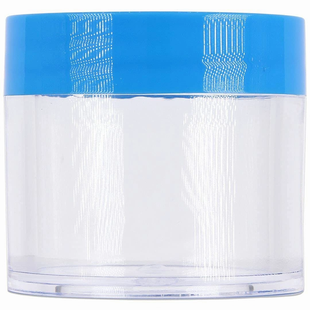 Beauticom 30g/30ml (1 fl. oz.) Double Wall Clear Plastic Leak Proof Jars with Flat Top Lids for Creams, Lotions, Make Up, Powders, Glitters, and more... (Color: Blue, Pieces: 24)