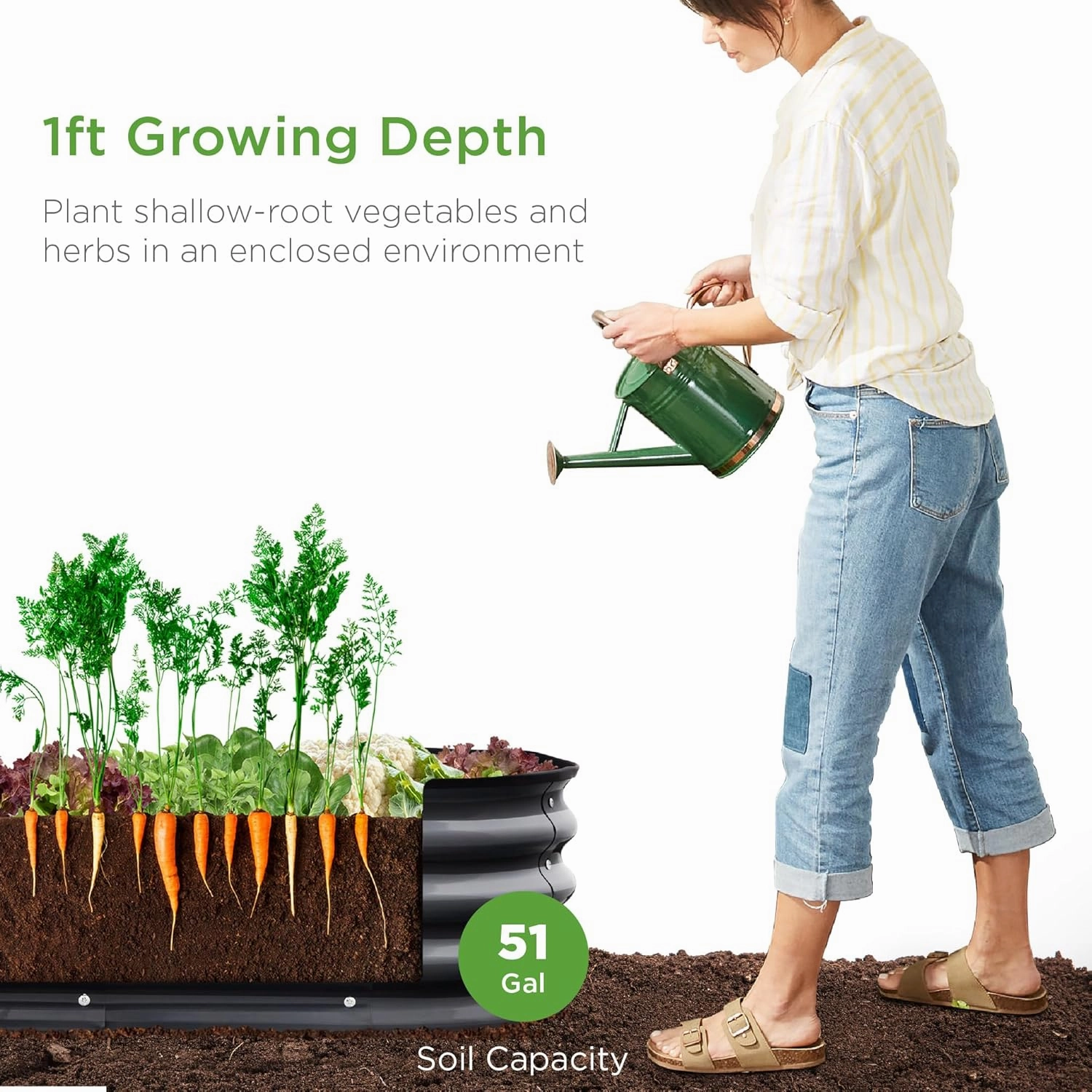 Best Choice Products 4x2x1ft Outdoor Metal Raised Garden Bed, Oval Deep Root Planter Box for Vegetables, Flowers, Herbs, and Succulents w/ 51 Gallon Capacity, Rubber Edge Guard - Charcoal