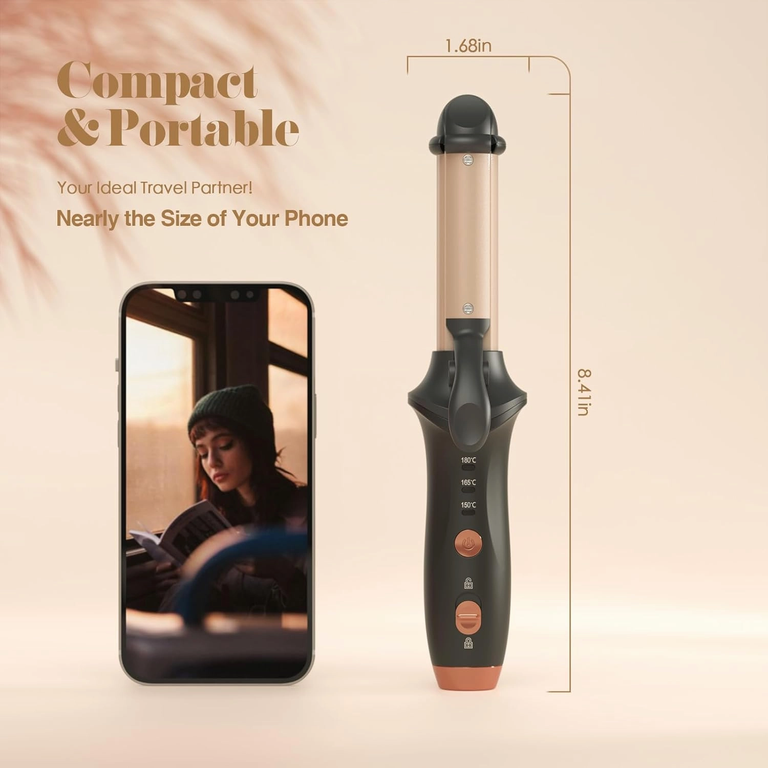 Bestauty Small Cordless Curling Iron 1 inch, Mini Dual Purpose Curler/Straightener - Rechargeable Wireless Travel Hair Curler for Short Hair (Black)