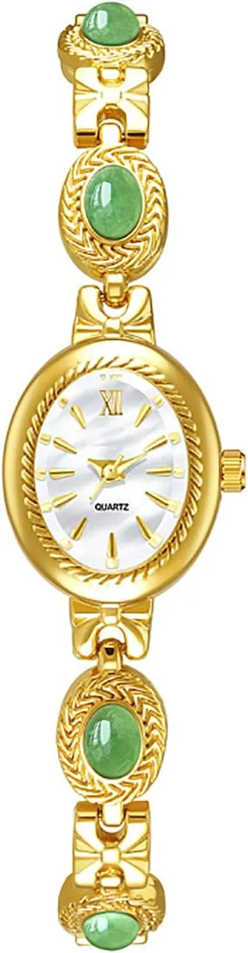 BESTKANG Elegant Women's Gold Vintage Bracelet Watch - Oval Dial Quartz Dress Watch - Waterproof Fashion Wristwatch for Women