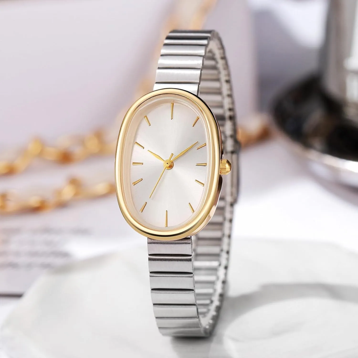 BESTKANG Exquisite Watches for Women Easy Reader Watch Fashion Oval Ultrathin Waterproof Ladies Wrist Watch