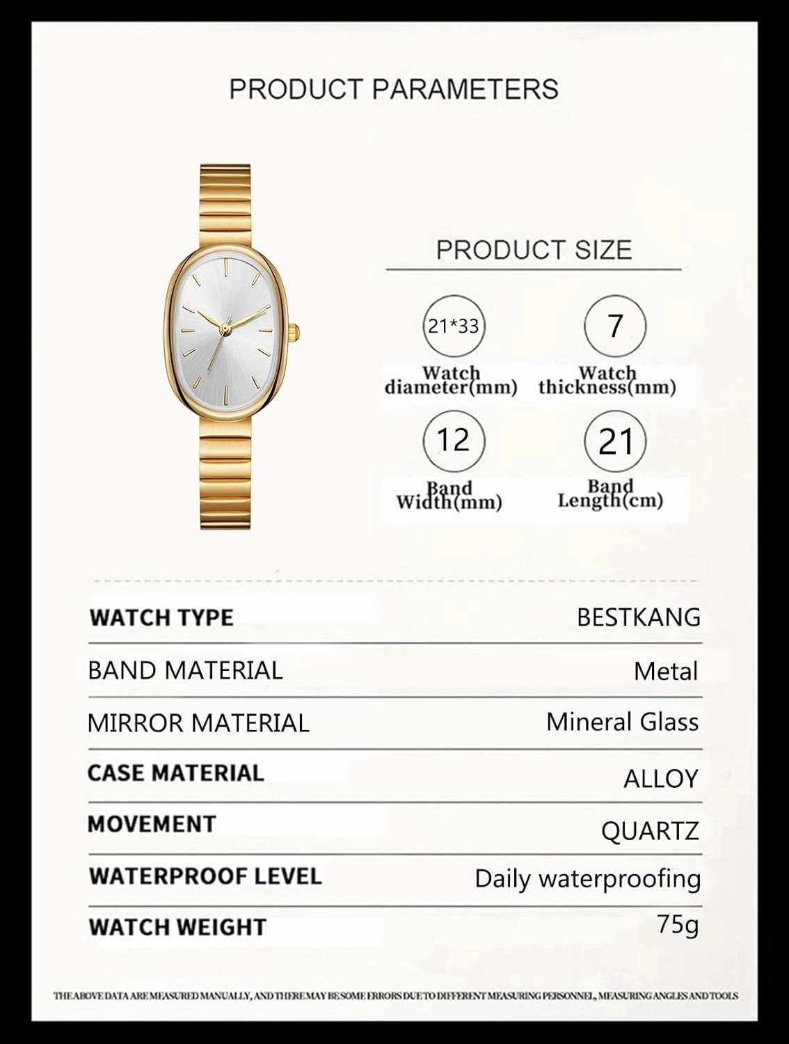 BESTKANG Exquisite Watches for Women Easy Reader Watch Fashion Oval Ultrathin Waterproof Ladies Wrist Watch