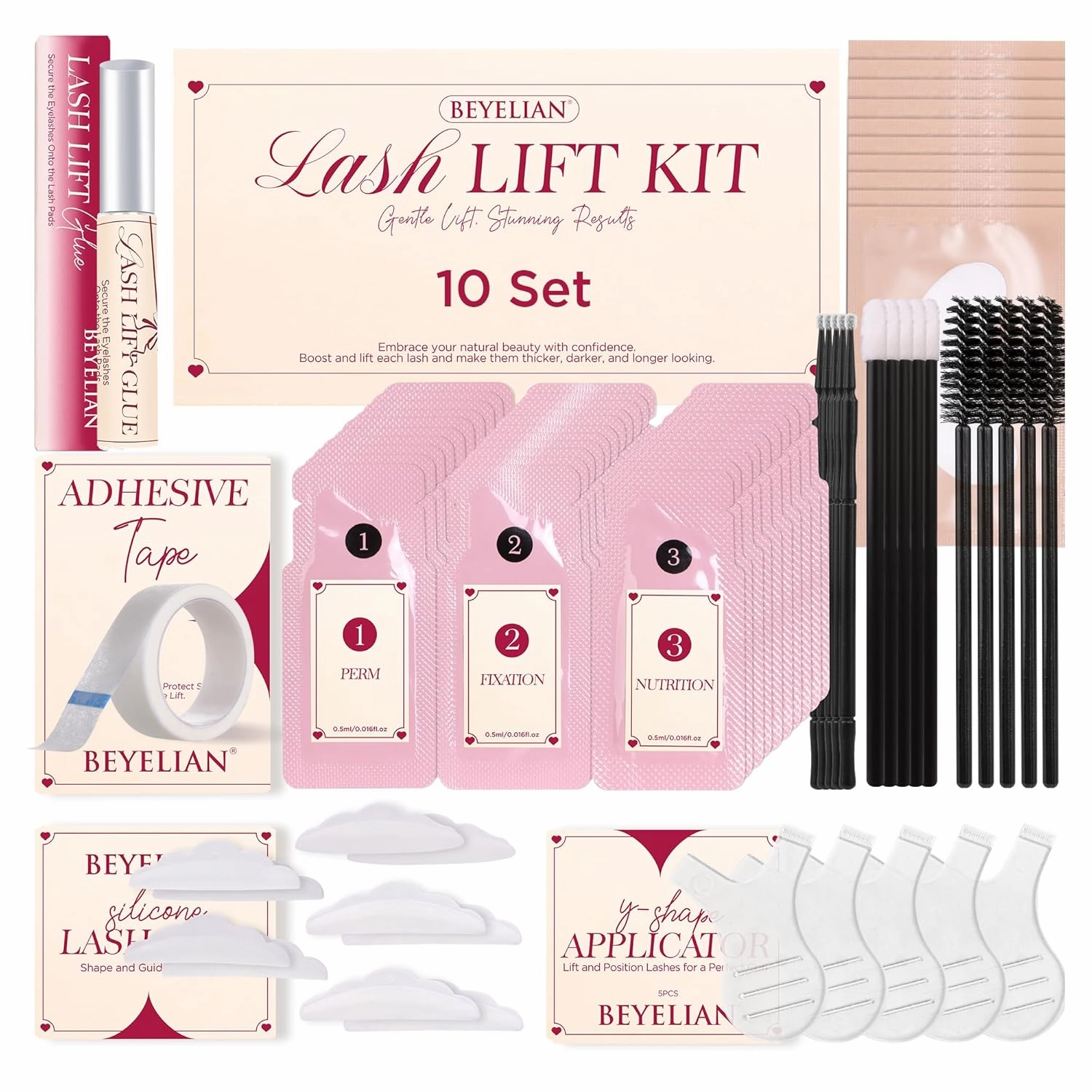 BEYELIAN Lash Lift Kit Eyelash Perm Kit, Professional Instant Perming, Lifting & Curling for Eyelashes, Semi-Permanent Salon & DIY Home Use for Beginner and Professional 10 Times