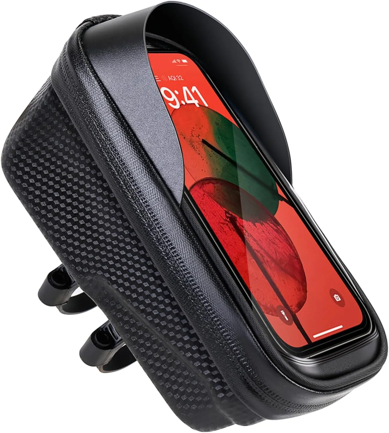 Bike Front Frame Bag Large Capacity Bike Phone Holder Bag Rainproof Hard Casing Bike Bag Top Tube Bag Mount Bike Accessories Pouch with Sensitive Touchscreen for Phones (1L)