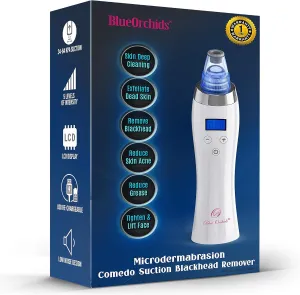Blackhead Remover Pore Vacuum for face, BlueOrchids dermasuction for Whitehead Removal, Acne Pimple Sucker, face Vacuum Pore Cleanser, Comedone Extractor, 5 Adjustable Suction Power with 4 Probes