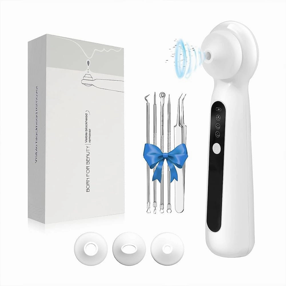 Blackhead Remover Pore Vacuum with Magnifier, Electric Face Suction Pore Cleaner, with 3 Adjustment Modes & 3 Suction Power Probes Comedone Extractor, USB Rechargeable Blackhead Extractor, for Women
