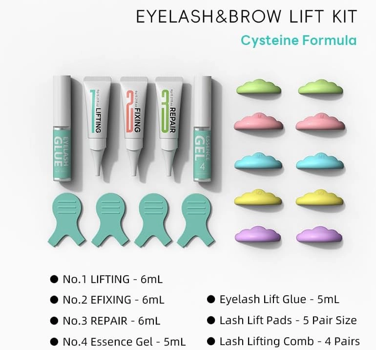 BLACKWINGS Lash Lift Kit, Professional Salon Semi-Permanent Curling Eyelash Perm Kit with Lash Shields, Eye Gel Pads and Brushes