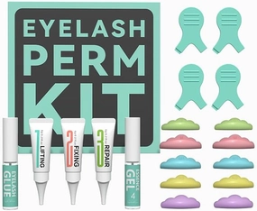 BLACKWINGS Lash Lift Kit, Professional Salon Semi-Permanent Curling Eyelash Perm Kit with Lash Shields, Eye Gel Pads and Brushes
