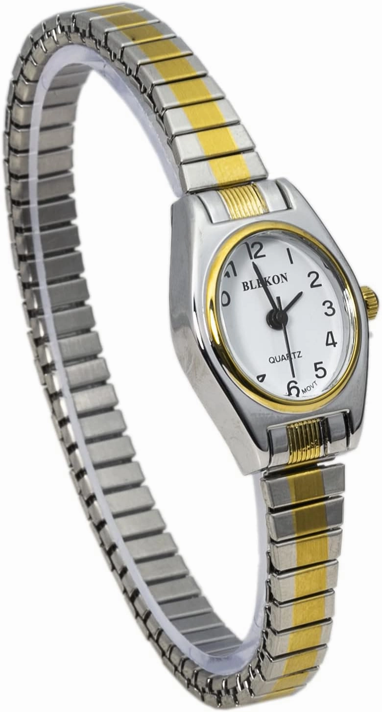 Blekon Collections Quartz Womens 19mm Oval Case Thin Stretch Band Watch (Doesn't Fit Small Wrist)