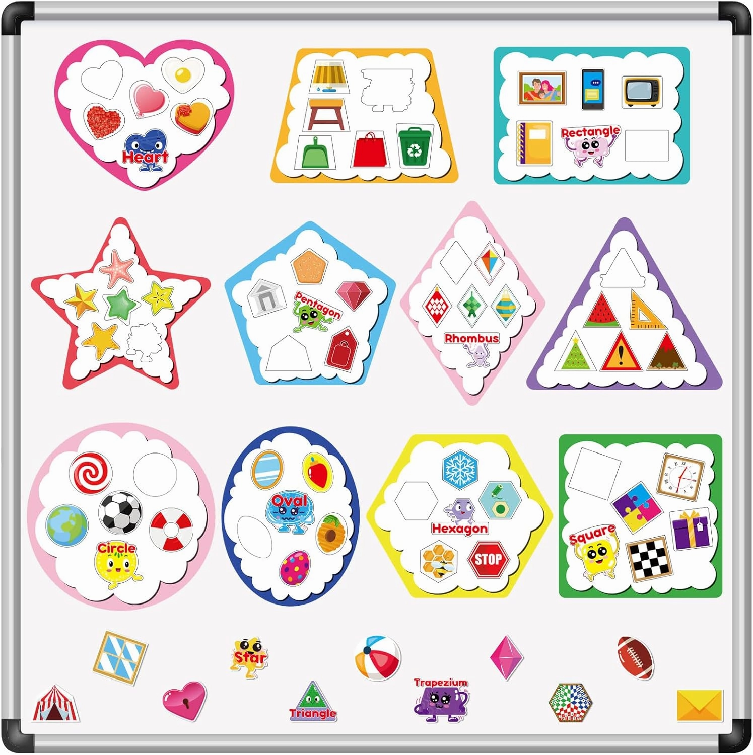 Blosssound 11 Sets Shape Sorting Set Magnetic Sorting Sensory Toy Shape Recognition Matching Game for Boy Girl Toddler Whiteboard Refrigerator Tool