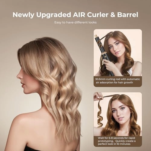 Blow Dryer Brush, 5 in 1 Upgrade Hair Dryer Brush Air Curler Air Curling Wrap Styler, Detachable Hot Air Brush Negative Ion Curling Brush Iron, Hair Styling Tools for Drying Curling Straightening