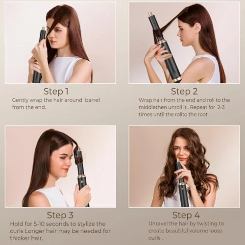 Blow Dryer Brush, 5 in 1 Upgrade Hair Dryer Brush Air Curler Air Curling Wrap Styler, Detachable Hot Air Brush Negative Ion Curling Brush Iron, Hair Styling Tools for Drying Curling Straightening