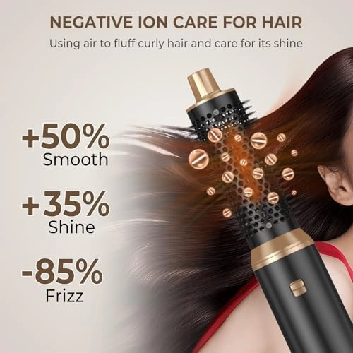 Blow Dryer Brush, 5 in 1 Upgrade Hair Dryer Brush Air Curler Air Curling Wrap Styler, Detachable Hot Air Brush Negative Ion Curling Brush Iron, Hair Styling Tools for Drying Curling Straightening