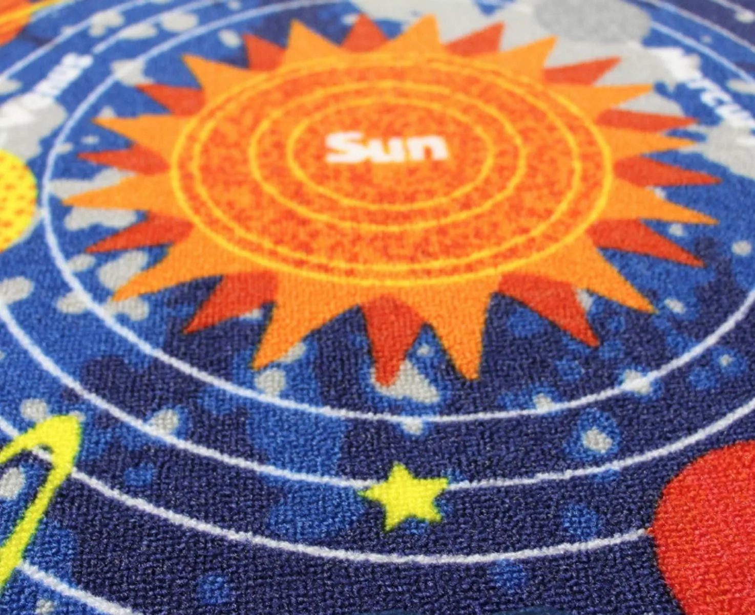 Blue Solar System Kids Area Rug Educational Learning Carpet Fun Rug Children Area Rug for Playroom & Nursery (39" Round, Round Solar)