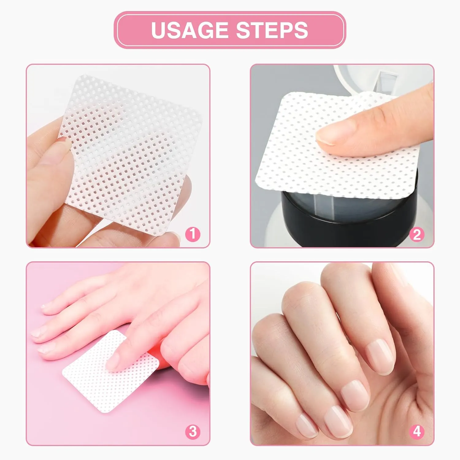 BLUERISE Lint Free Nail Wipes Pink 2500pcs Nail Polish Remover Pads Soft Absorbable Eyelash Extension Glue Cleaning Wipes