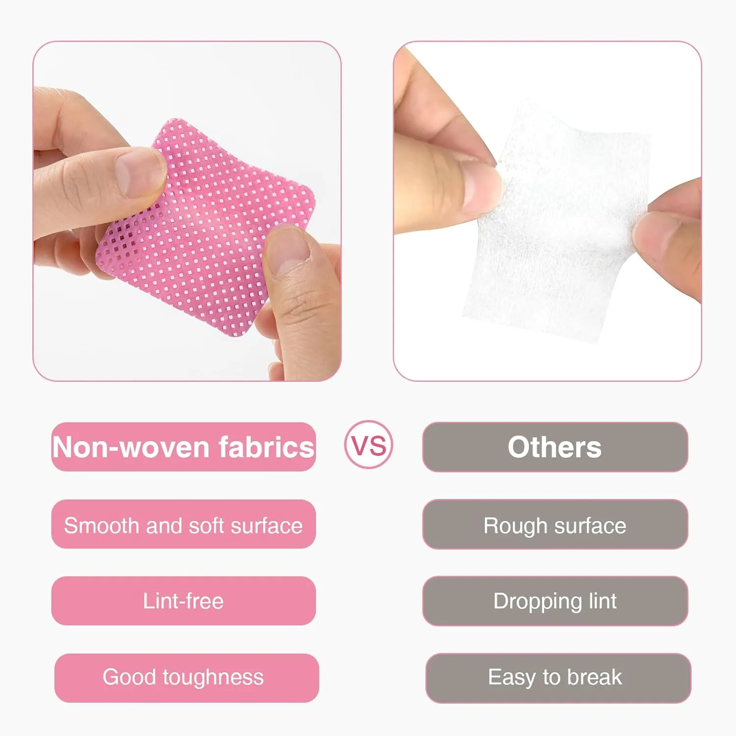 BLUERISE Lint Free Nail Wipes Pink 2500pcs Nail Polish Remover Pads Soft Absorbable Eyelash Extension Glue Cleaning Wipes