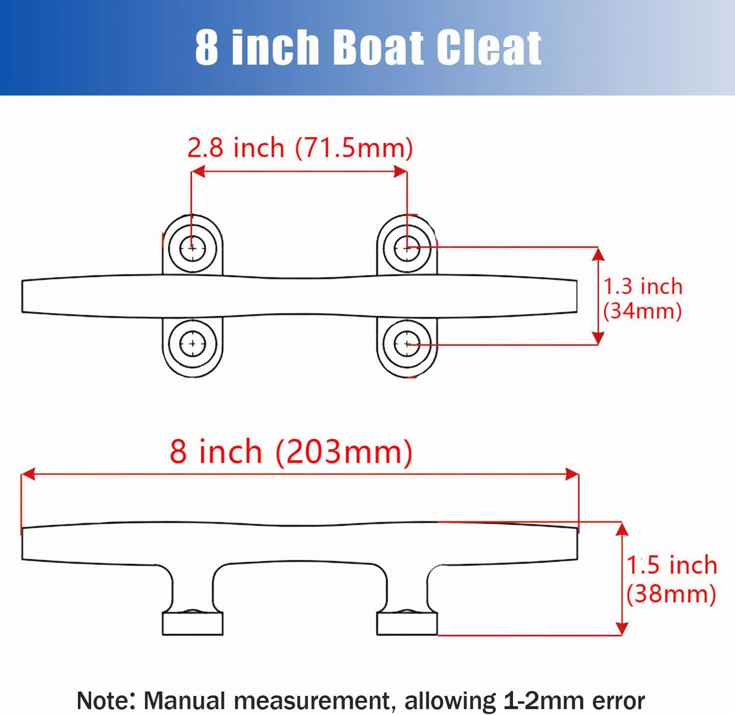 Boat Cleat, 4"/5"/6"/8"/10" Marine Grade 316 Stainless Steel Open Base Dock Cleat, Rope Cleat with Fasteners for Kayaks, Nautical Decor, 2 Pack/4 Pack