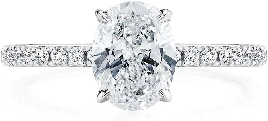 Bo.Dream 1.5ct/2ct Oval Cut Cubic Zirconia CZ Engagement Ring Rhodium Plated Sterling Silver