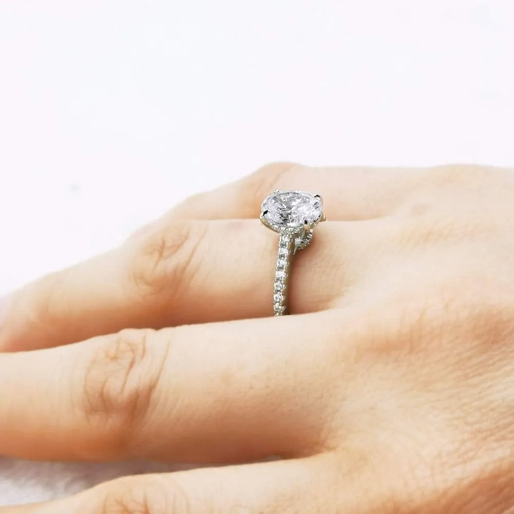 Bo.Dream 1.5ct/2ct Oval Cut Cubic Zirconia CZ Engagement Ring Rhodium Plated Sterling Silver